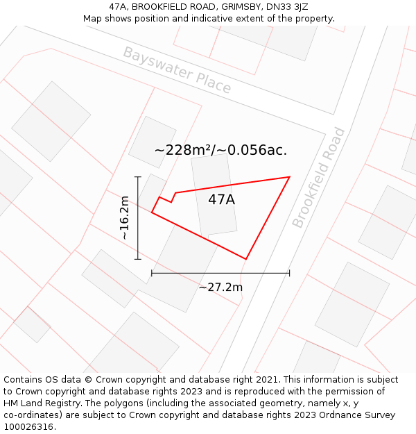 47A, BROOKFIELD ROAD, GRIMSBY, DN33 3JZ: Plot and title map