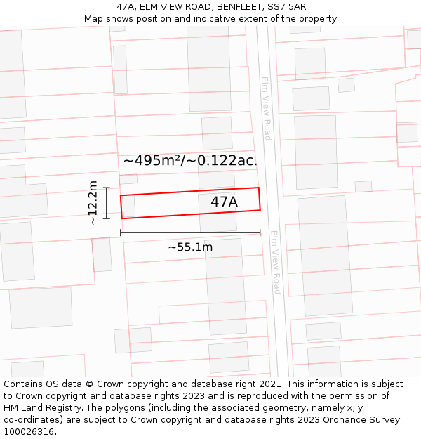 47A, ELM VIEW ROAD, BENFLEET, SS7 5AR: Plot and title map