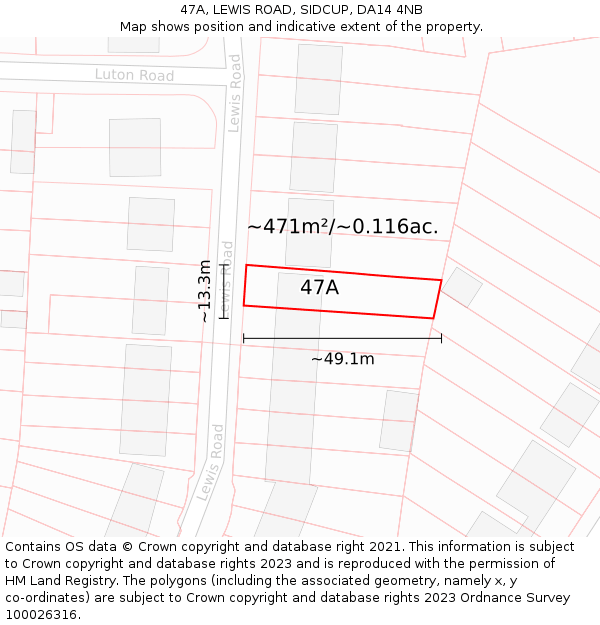 47A, LEWIS ROAD, SIDCUP, DA14 4NB: Plot and title map