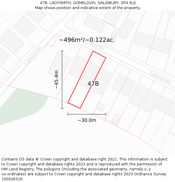 47B, LADYSMITH, GOMELDON, SALISBURY, SP4 6LE: Plot and title map