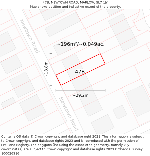 47B, NEWTOWN ROAD, MARLOW, SL7 1JY: Plot and title map
