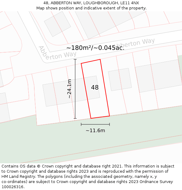 48, ABBERTON WAY, LOUGHBOROUGH, LE11 4NX: Plot and title map