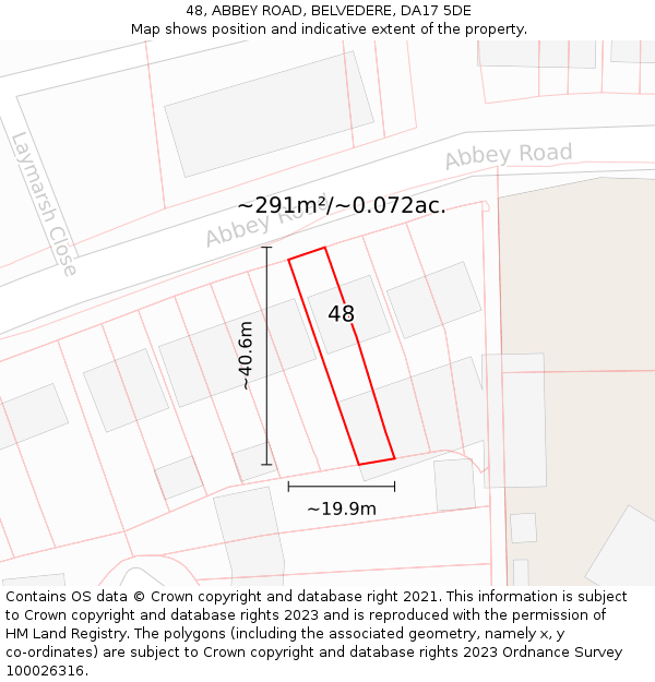 48, ABBEY ROAD, BELVEDERE, DA17 5DE: Plot and title map