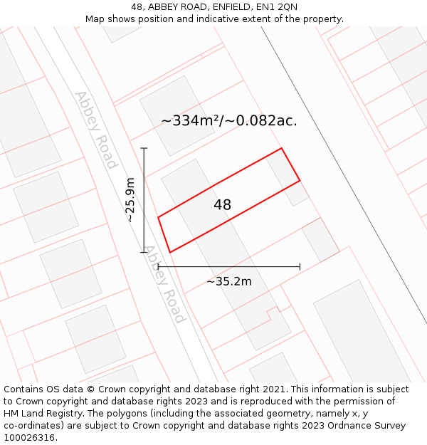 48, ABBEY ROAD, ENFIELD, EN1 2QN: Plot and title map