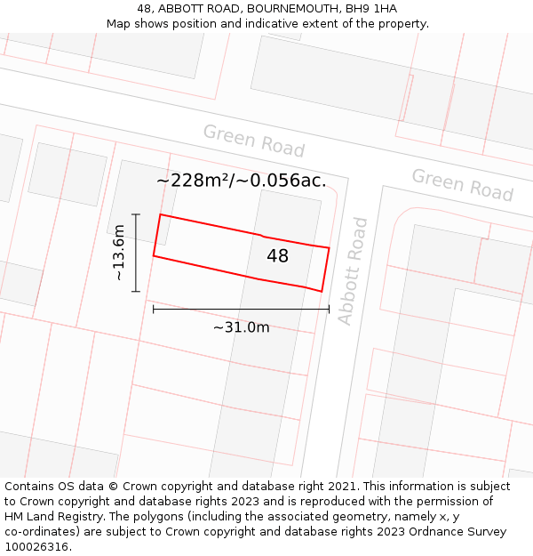 48, ABBOTT ROAD, BOURNEMOUTH, BH9 1HA: Plot and title map