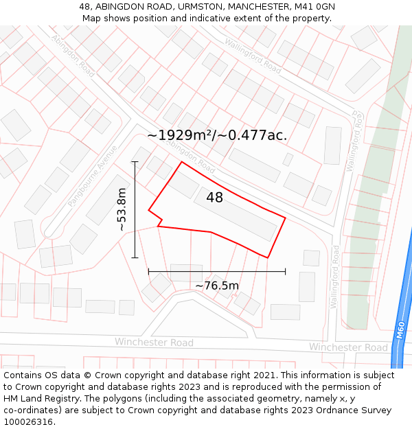 48, ABINGDON ROAD, URMSTON, MANCHESTER, M41 0GN: Plot and title map