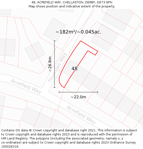 48, ACREFIELD WAY, CHELLASTON, DERBY, DE73 6PN: Plot and title map