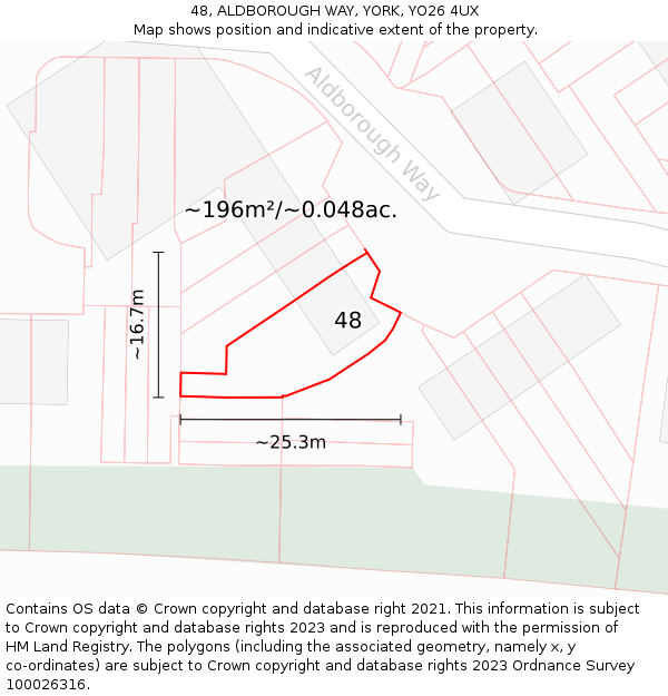 48, ALDBOROUGH WAY, YORK, YO26 4UX: Plot and title map
