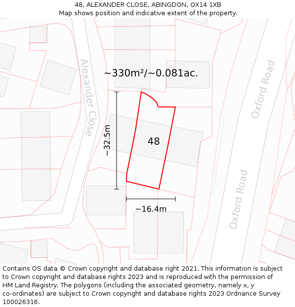 48, ALEXANDER CLOSE, ABINGDON, OX14 1XB: Plot and title map