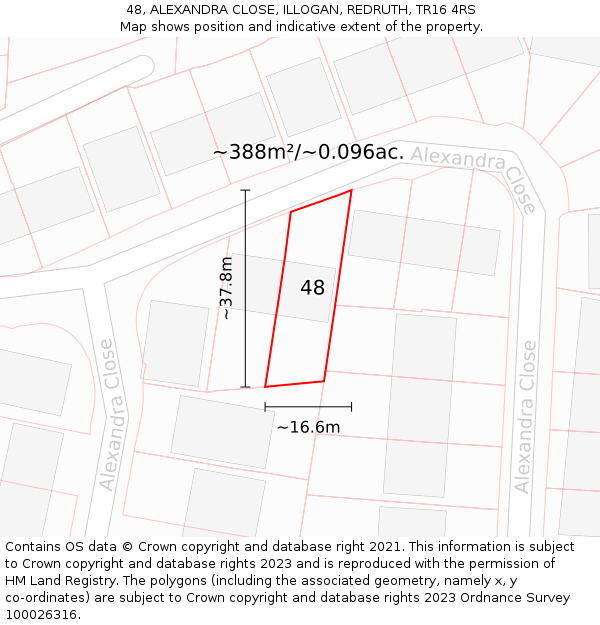 48, ALEXANDRA CLOSE, ILLOGAN, REDRUTH, TR16 4RS: Plot and title map