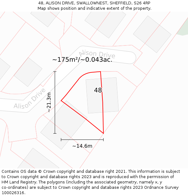 48, ALISON DRIVE, SWALLOWNEST, SHEFFIELD, S26 4RP: Plot and title map