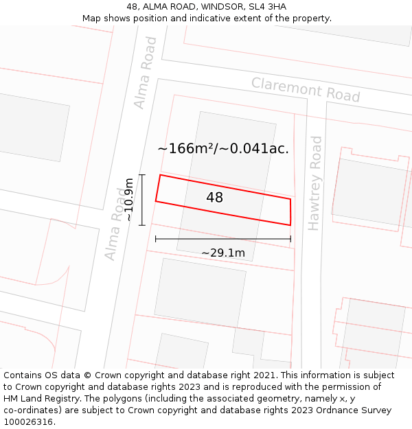 48, ALMA ROAD, WINDSOR, SL4 3HA: Plot and title map