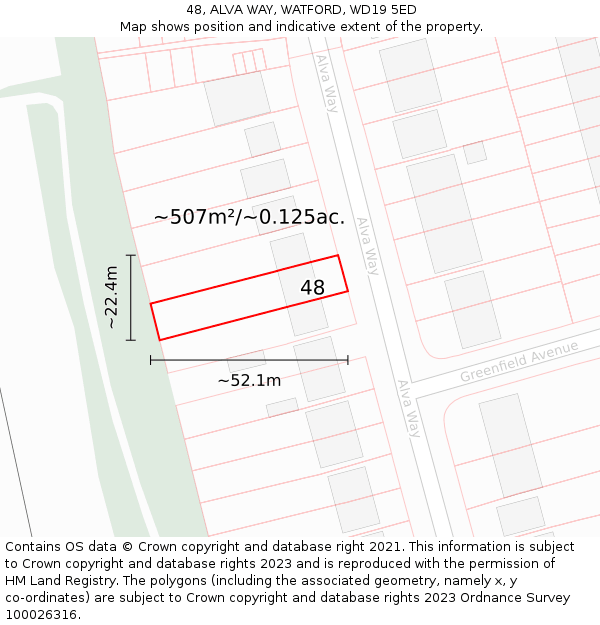 48, ALVA WAY, WATFORD, WD19 5ED: Plot and title map