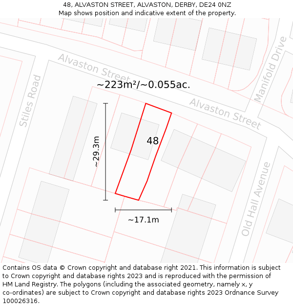 48, ALVASTON STREET, ALVASTON, DERBY, DE24 0NZ: Plot and title map