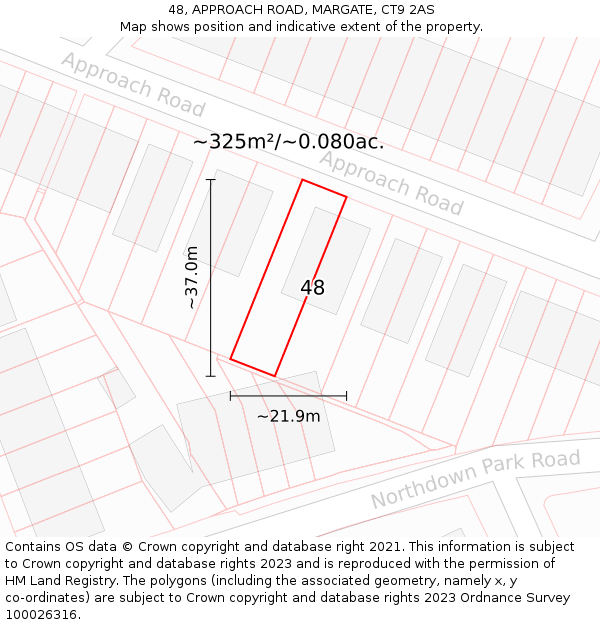 48, APPROACH ROAD, MARGATE, CT9 2AS: Plot and title map