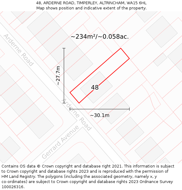 48, ARDERNE ROAD, TIMPERLEY, ALTRINCHAM, WA15 6HL: Plot and title map