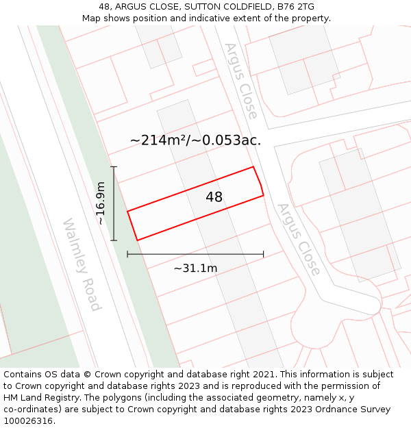 48, ARGUS CLOSE, SUTTON COLDFIELD, B76 2TG: Plot and title map