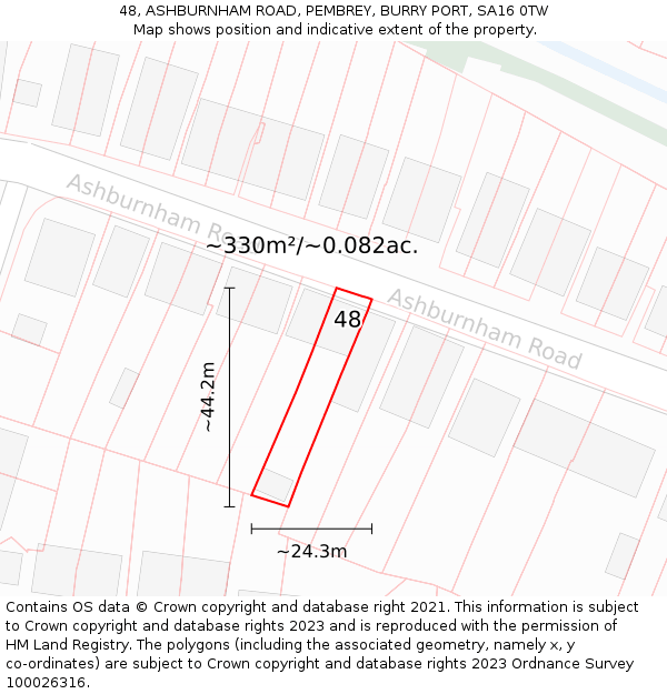 48, ASHBURNHAM ROAD, PEMBREY, BURRY PORT, SA16 0TW: Plot and title map