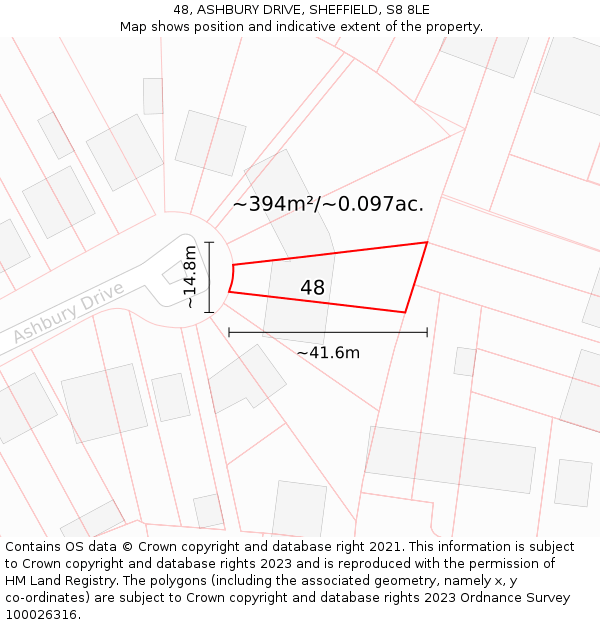 48, ASHBURY DRIVE, SHEFFIELD, S8 8LE: Plot and title map