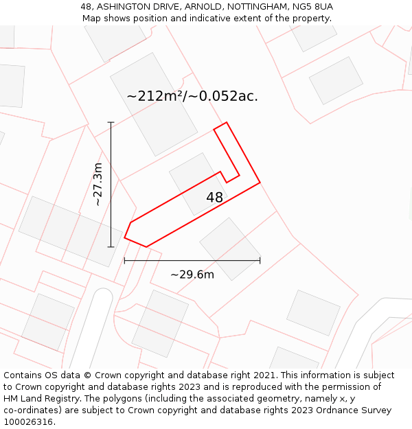 48, ASHINGTON DRIVE, ARNOLD, NOTTINGHAM, NG5 8UA: Plot and title map