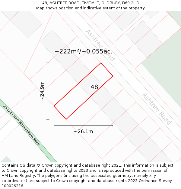 48, ASHTREE ROAD, TIVIDALE, OLDBURY, B69 2HD: Plot and title map