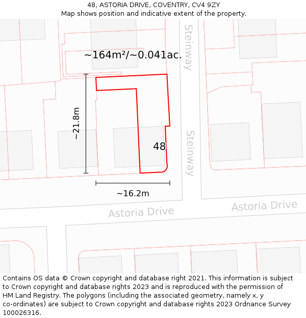 48, ASTORIA DRIVE, COVENTRY, CV4 9ZY: Plot and title map