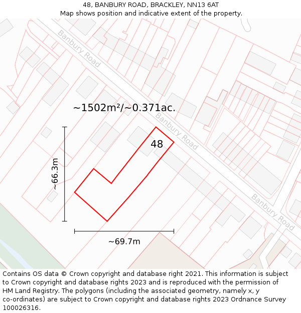 48, BANBURY ROAD, BRACKLEY, NN13 6AT: Plot and title map