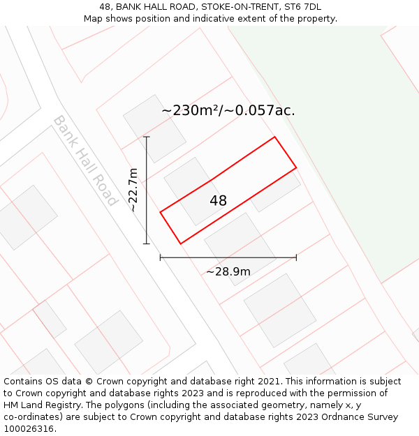 48, BANK HALL ROAD, STOKE-ON-TRENT, ST6 7DL: Plot and title map