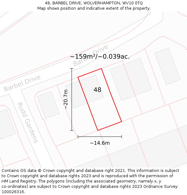 48, BARBEL DRIVE, WOLVERHAMPTON, WV10 0TQ: Plot and title map