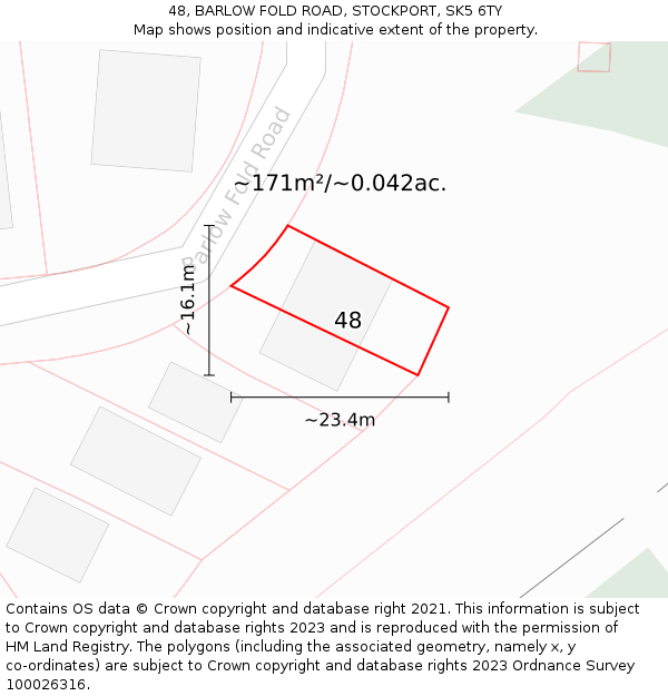 48, BARLOW FOLD ROAD, STOCKPORT, SK5 6TY: Plot and title map