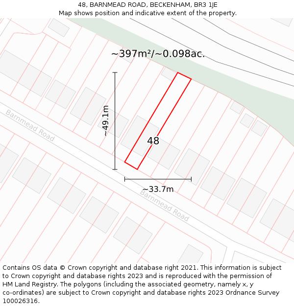 48, BARNMEAD ROAD, BECKENHAM, BR3 1JE: Plot and title map