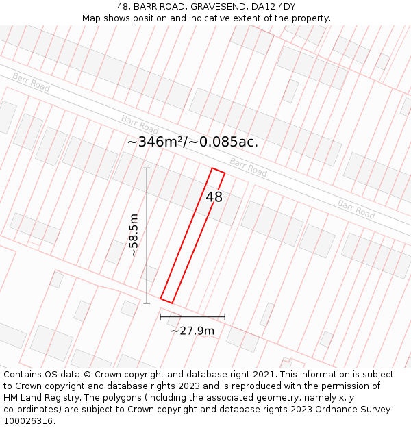 48, BARR ROAD, GRAVESEND, DA12 4DY: Plot and title map