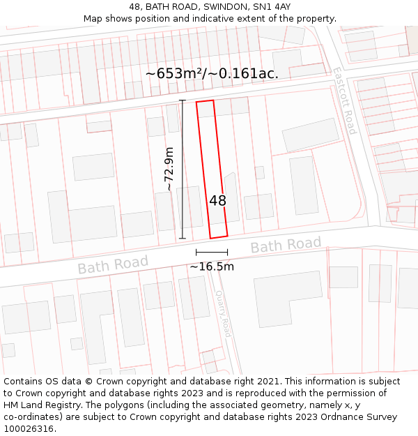 48, BATH ROAD, SWINDON, SN1 4AY: Plot and title map