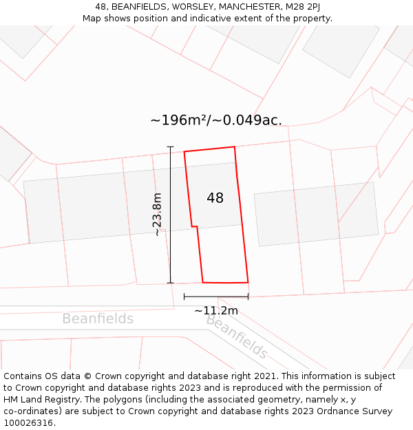 48, BEANFIELDS, WORSLEY, MANCHESTER, M28 2PJ: Plot and title map
