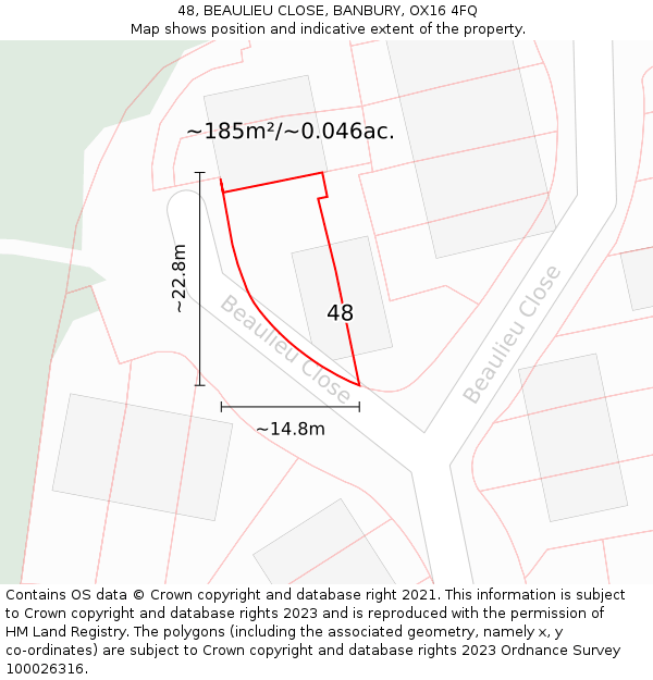 48, BEAULIEU CLOSE, BANBURY, OX16 4FQ: Plot and title map