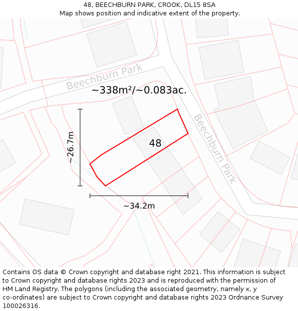 48, BEECHBURN PARK, CROOK, DL15 8SA: Plot and title map