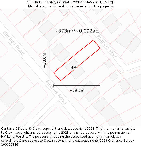 48, BIRCHES ROAD, CODSALL, WOLVERHAMPTON, WV8 2JR: Plot and title map