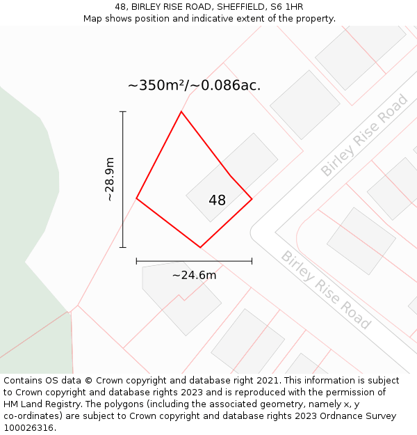 48, BIRLEY RISE ROAD, SHEFFIELD, S6 1HR: Plot and title map