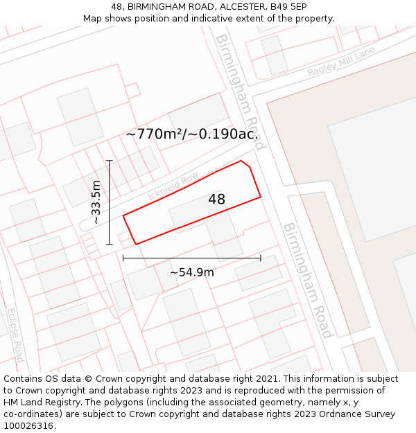 48, BIRMINGHAM ROAD, ALCESTER, B49 5EP: Plot and title map