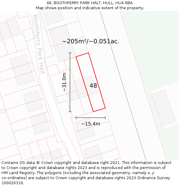 48, BOOTHFERRY PARK HALT, HULL, HU4 6BA: Plot and title map