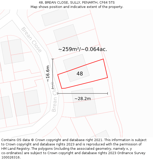 48, BREAN CLOSE, SULLY, PENARTH, CF64 5TS: Plot and title map