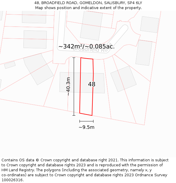 48, BROADFIELD ROAD, GOMELDON, SALISBURY, SP4 6LY: Plot and title map