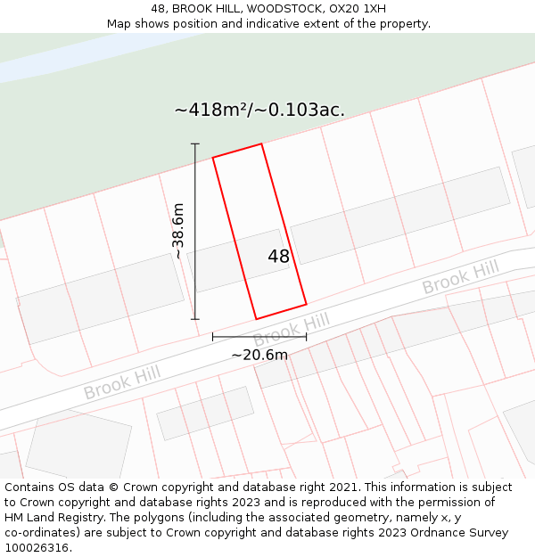 48, BROOK HILL, WOODSTOCK, OX20 1XH: Plot and title map