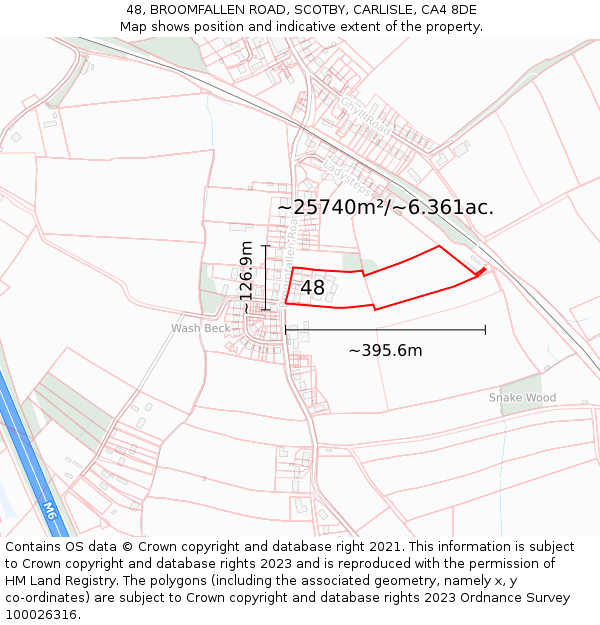48, BROOMFALLEN ROAD, SCOTBY, CARLISLE, CA4 8DE: Plot and title map