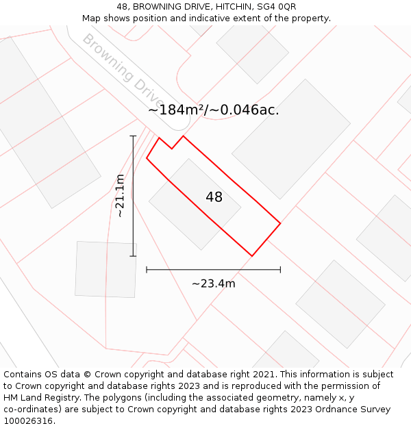 48, BROWNING DRIVE, HITCHIN, SG4 0QR: Plot and title map