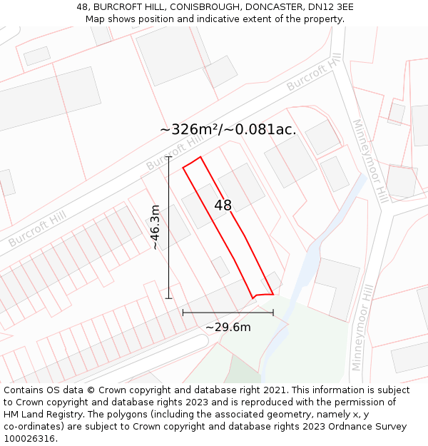 48, BURCROFT HILL, CONISBROUGH, DONCASTER, DN12 3EE: Plot and title map