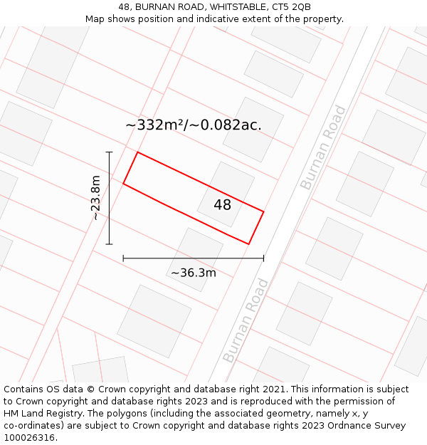 48, BURNAN ROAD, WHITSTABLE, CT5 2QB: Plot and title map