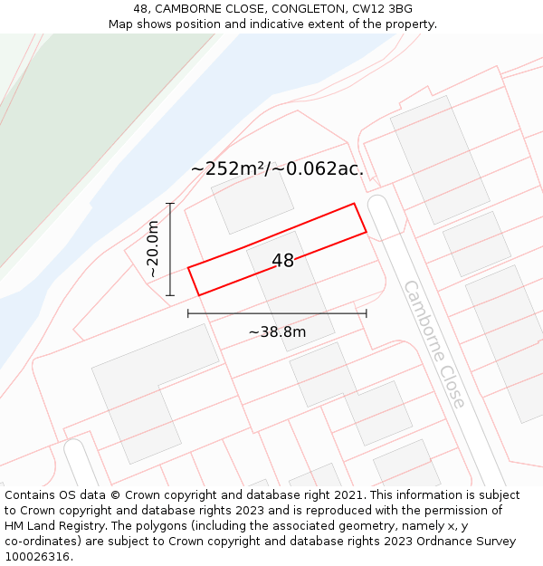 48, CAMBORNE CLOSE, CONGLETON, CW12 3BG: Plot and title map