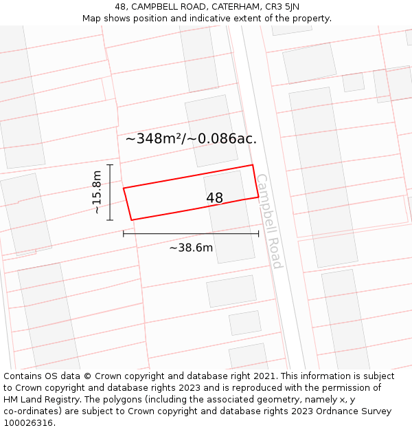 48, CAMPBELL ROAD, CATERHAM, CR3 5JN: Plot and title map