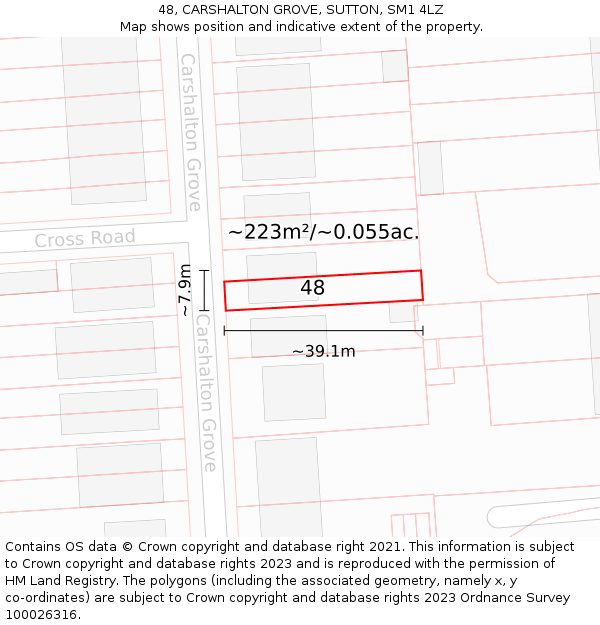 48, CARSHALTON GROVE, SUTTON, SM1 4LZ: Plot and title map